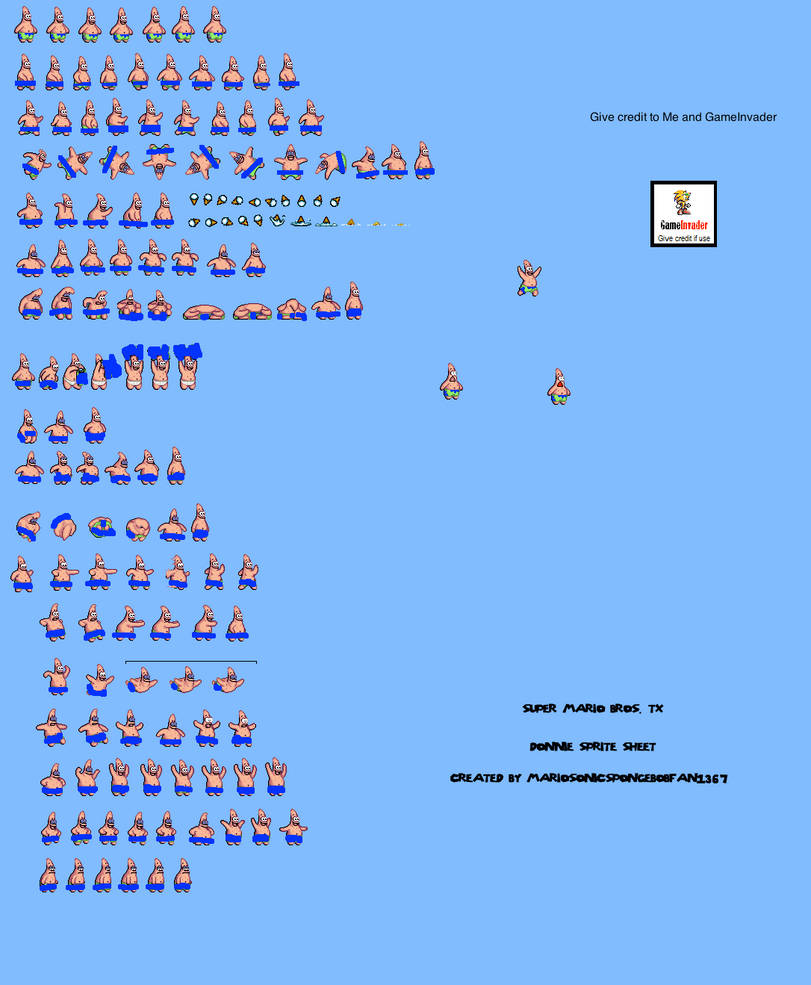 Donnie Star Sprite Sheet (Super Mario Bros. TX) by MarioSpongebob22 on ...