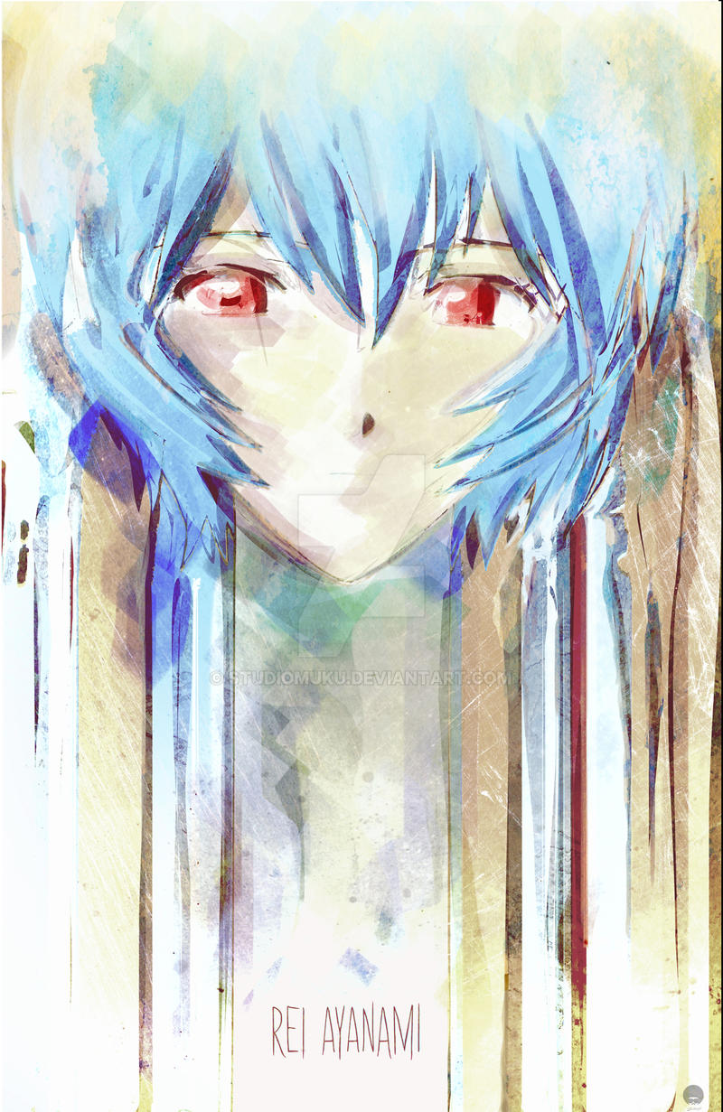 Rei Ayanami Mixed Media Digital Illustration