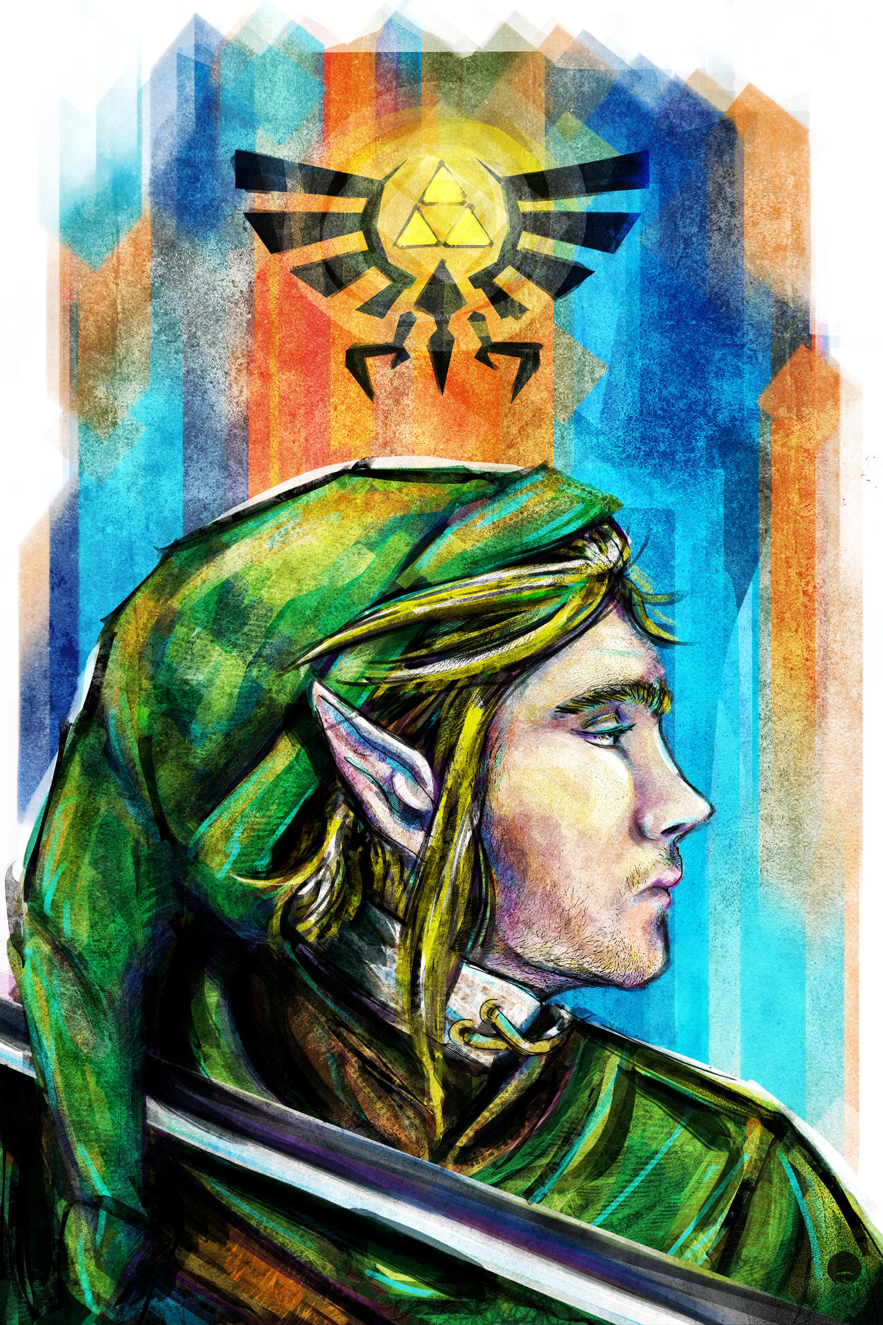 Link and Zelda (The Legend of Zelda: Twilight Princess) Watercolor
