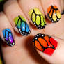 Rainbow Butterfly Nail Art