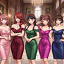 Persona Girls in Satin Dresses