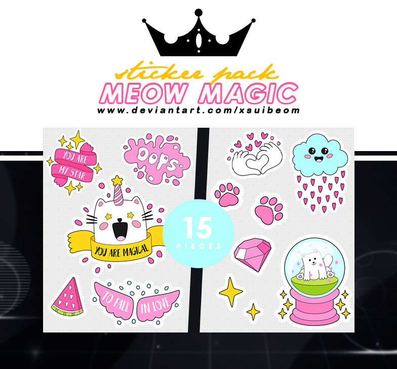 STICKER PACK 44 - MEOW MAGIC by xSuibeom on DeviantArt