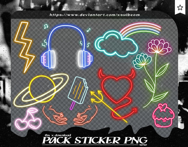 STICKER PACK 86 - RANDOM NEON by xSuibeom on DeviantArt