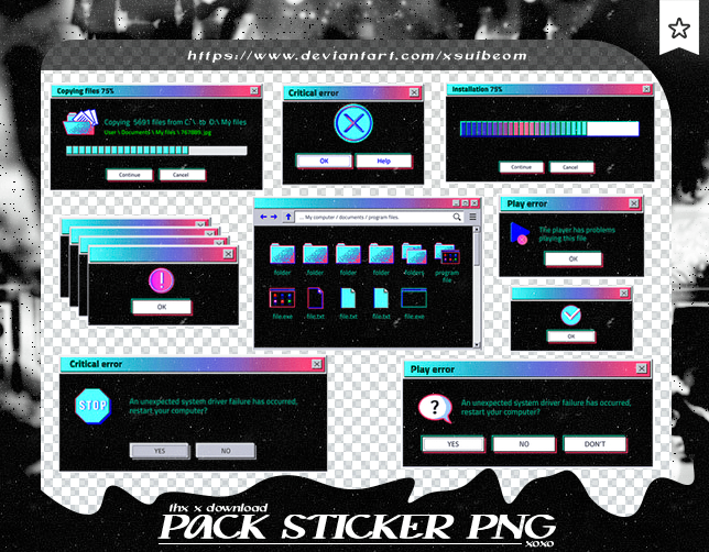 Sticker User Interface STICKER PACK 111 - WINDOWS INTERFACE by xSuibeom on DeviantArt