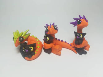 Whimsies orange dragons and kittehs