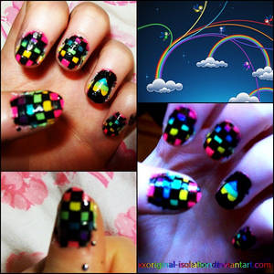 Rainbow Checkered Nails