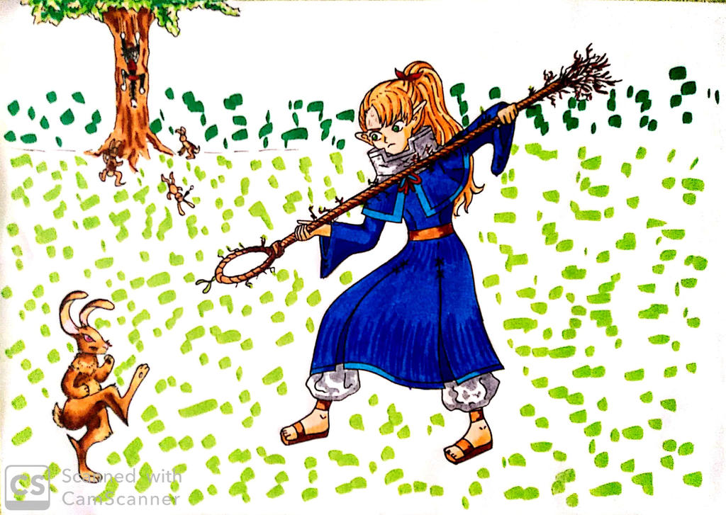 Marcille vs the dreaded dungeon killer rabbit by Serpentis413 on DeviantArt