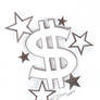 Tattooflash Dollar with Stars