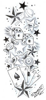 TattooDesign SweetsCherryStars