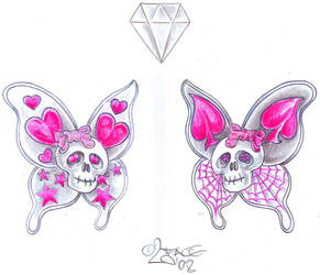 Butterfly Skull Tattoo Design