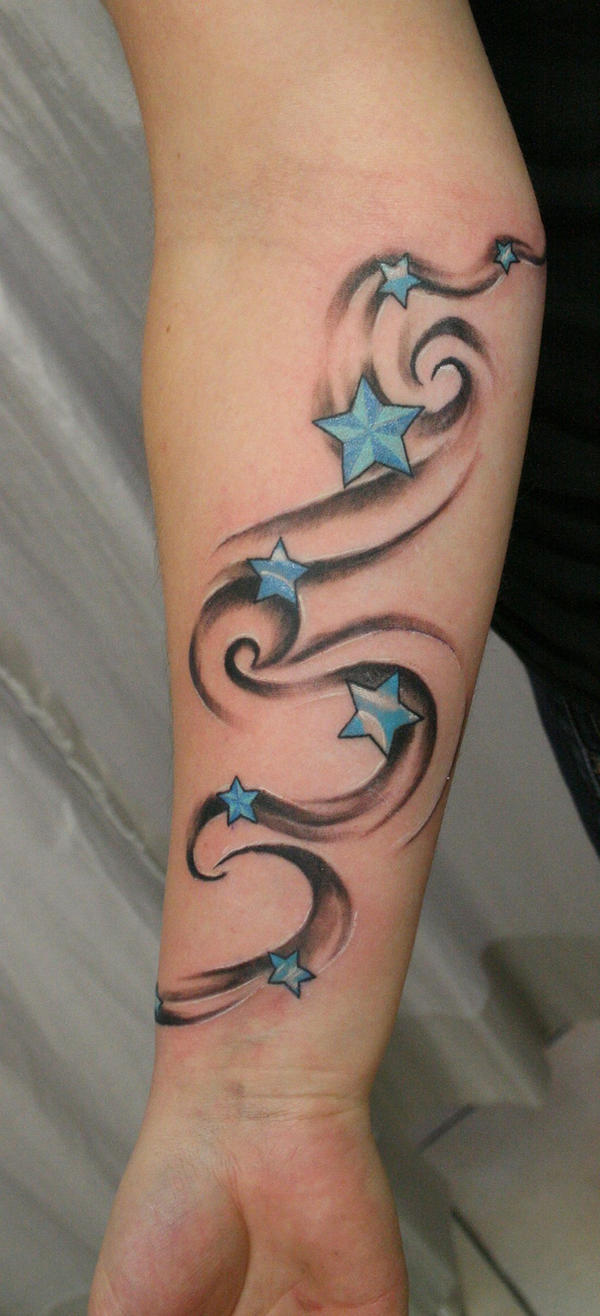 Blue Stars Shading Tattoo