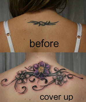 Tribal Cover up Tattoo Flowers