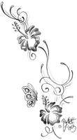 Climb hibiscus Tattoo design