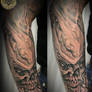 5 biomech skull horror arm tat