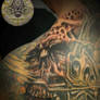 Horror skull demon face tattoo