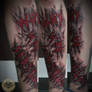 bloody scratchy sliced lettering tattoo in prog.