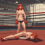  Full view of Naked buxom red-headed woman standin