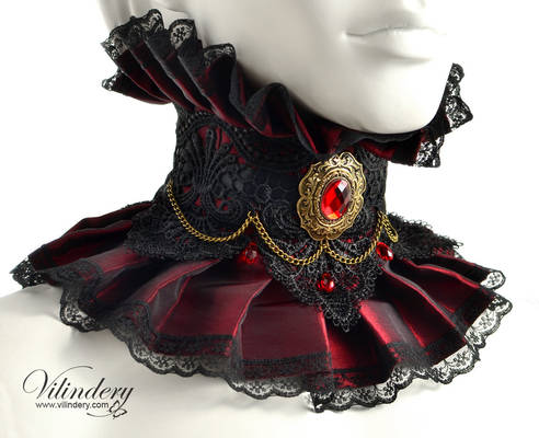 Red Vampire Choker with red glass crystals