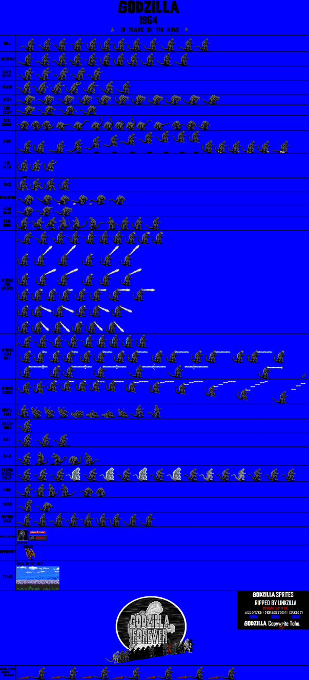 Godzilla '64 Sprite Sheet by Linkzilla on DeviantArt
