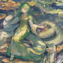 Anime Pastel Dream crocodile goddess wearing croco