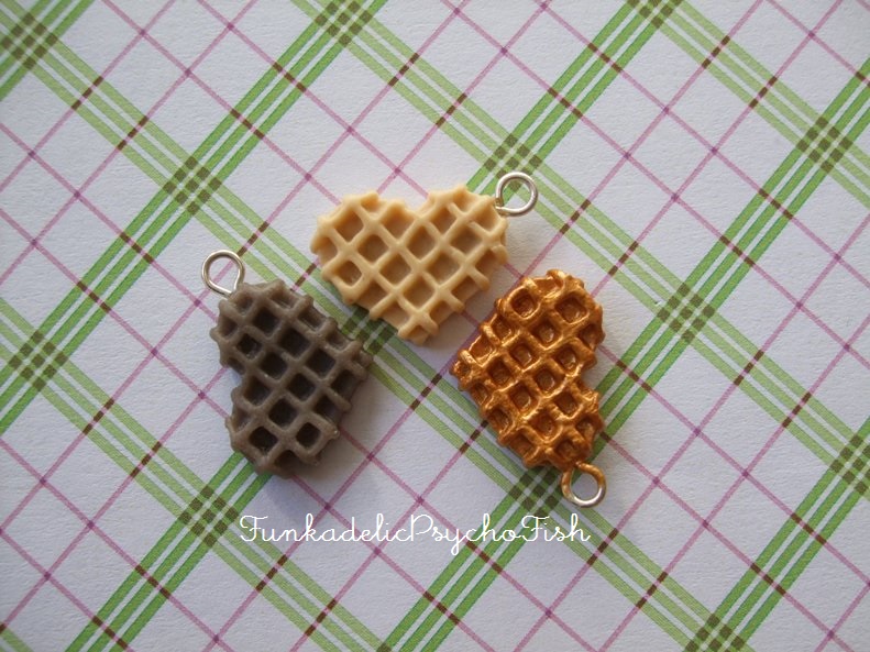 Heart Waffle Charms 1, 2 and 3 - Vanil, Choc, Gold