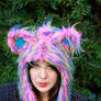 Premium Fur Pink Blue Green Critter Hood