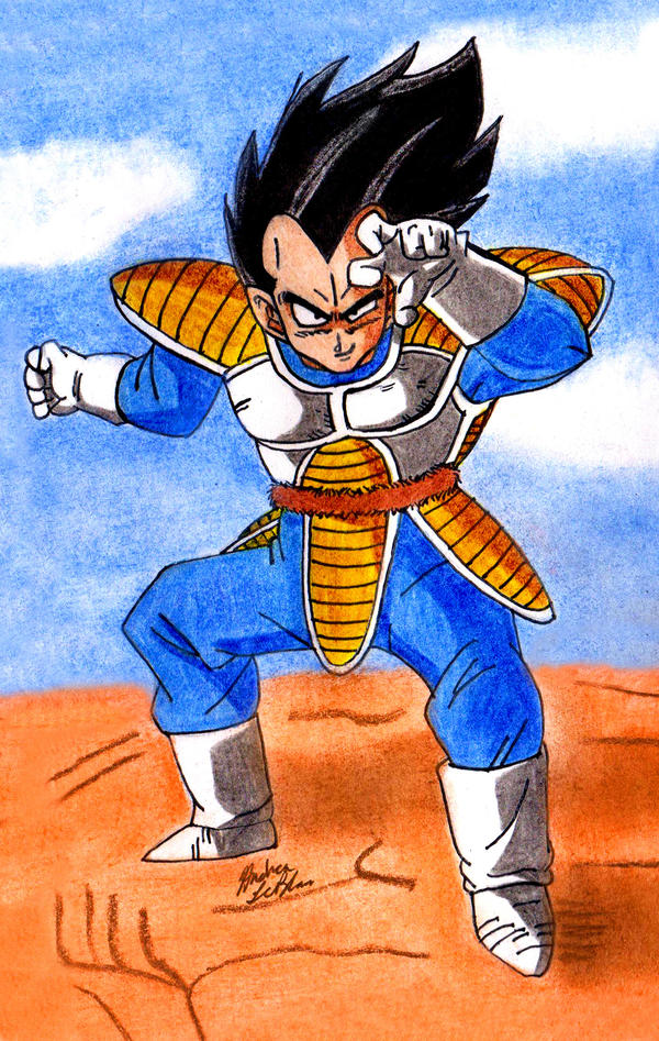 Vegeta about to fight Goku in the Saiyan Saga (Dragon Ball Z). July 2014. 