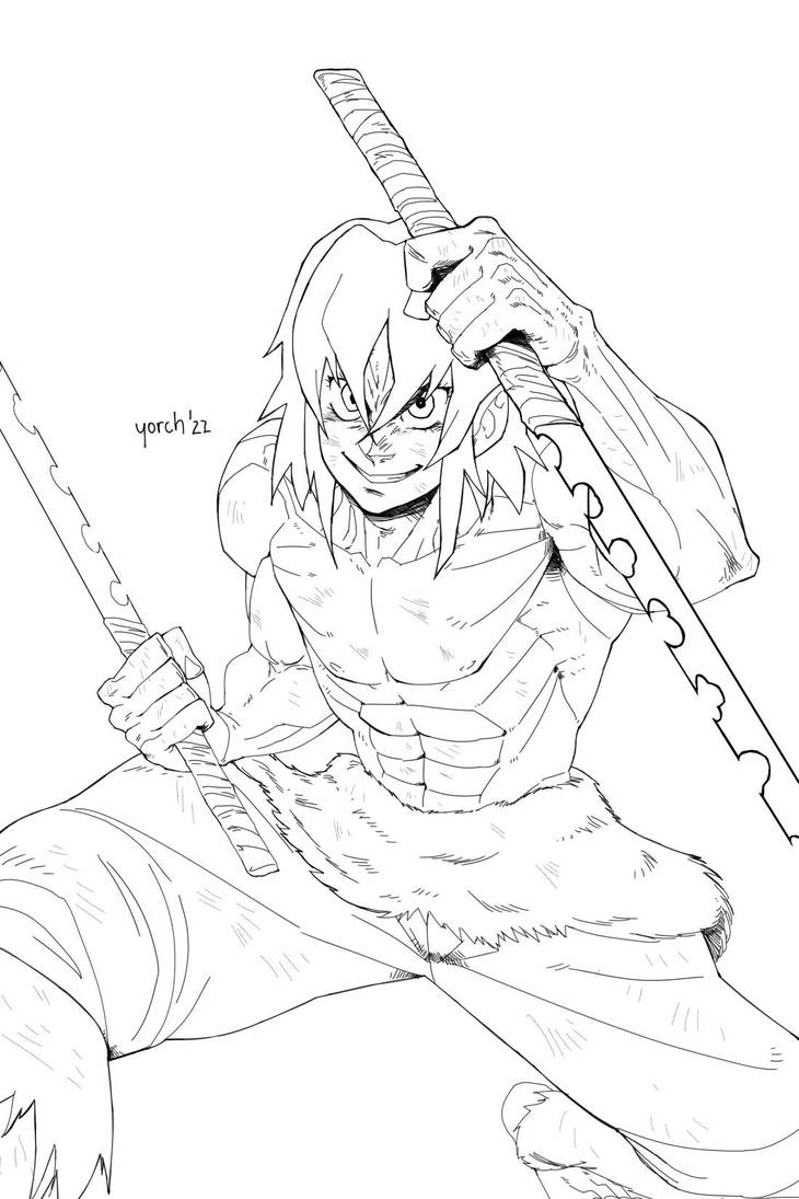 Inosuke Lineart by JI4M on DeviantArt