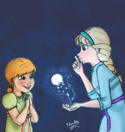 Little Elsa and Anna - Colored