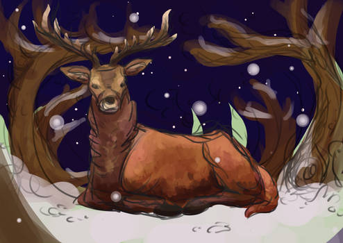 Stag in Snow