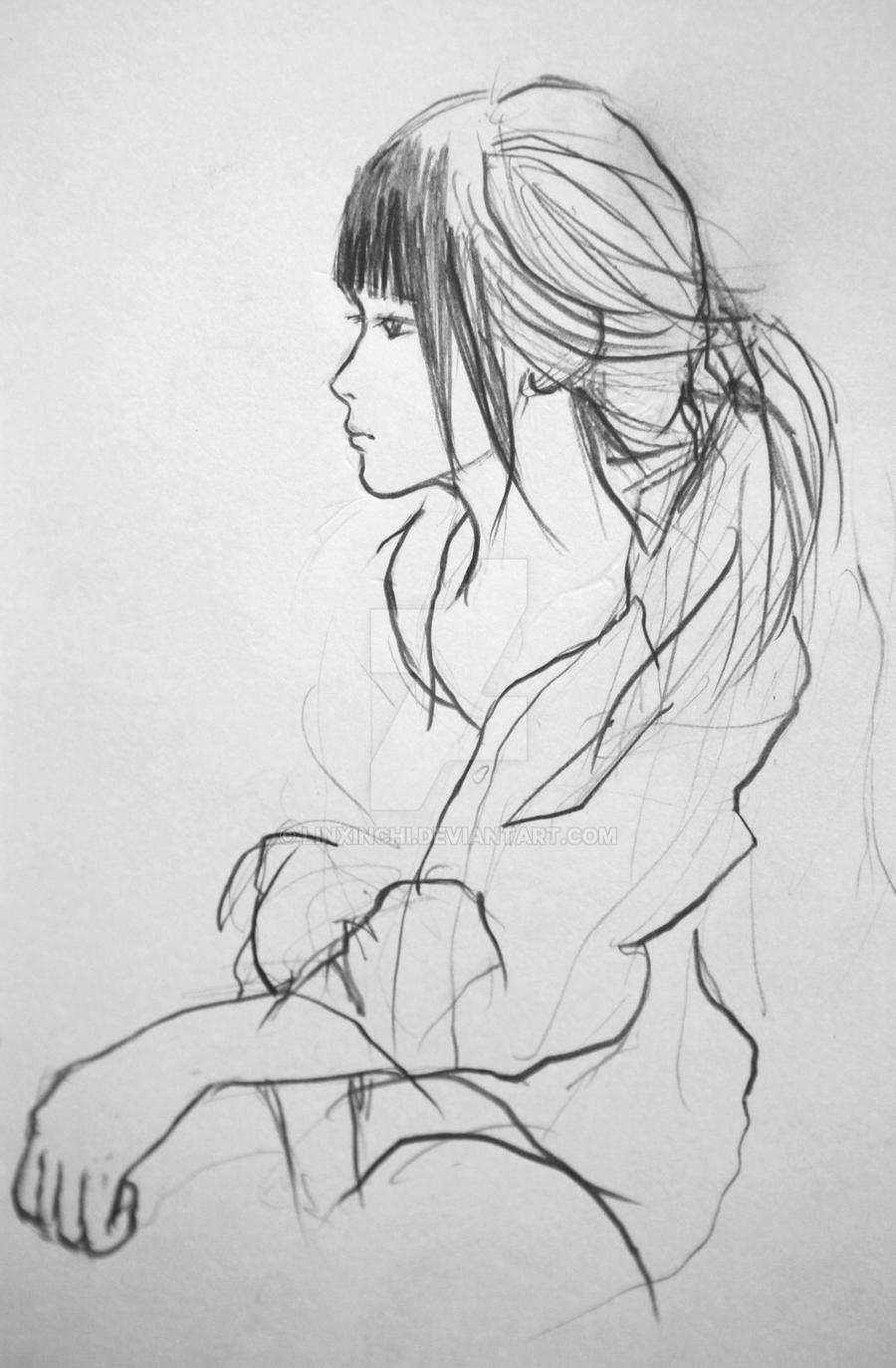 Miss You Pencil Line Drawing By Linxinchi On Deviantart