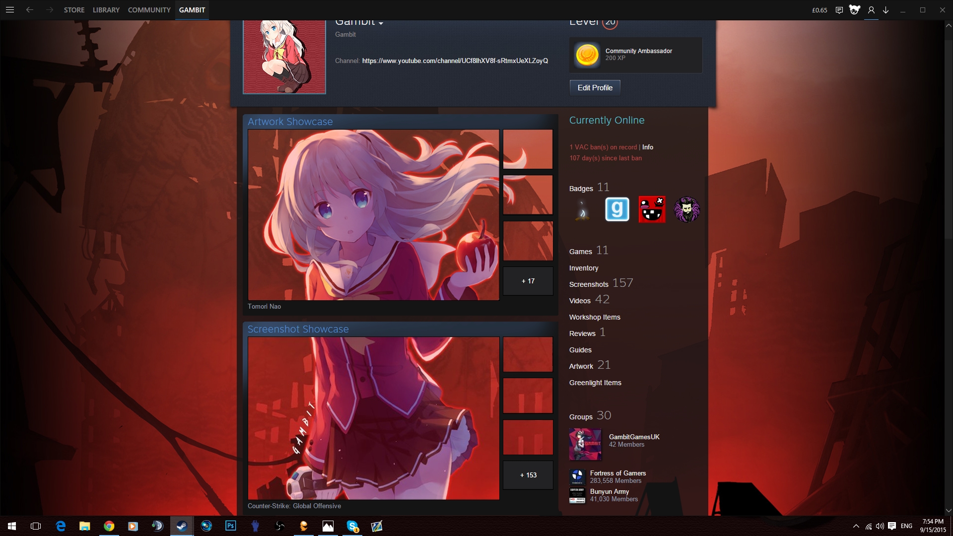 Tomori Nao Steam Profile Artwork :) by Execgambit on DeviantArt