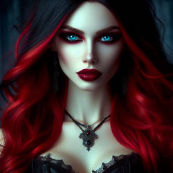 Female Vampire With Red Hair And Black Streaks 03