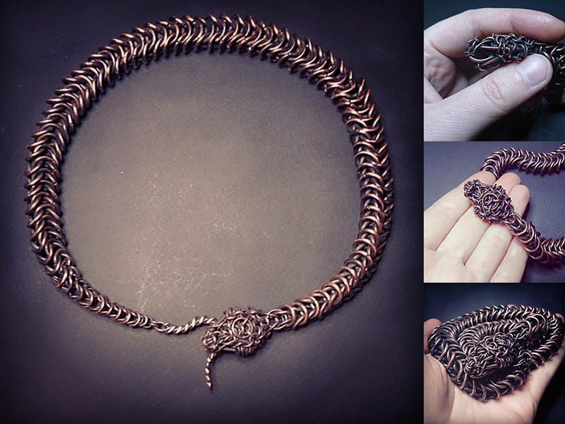 Copper chainmail snake
