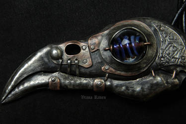 steampunk teslapunk shamanic raven skull