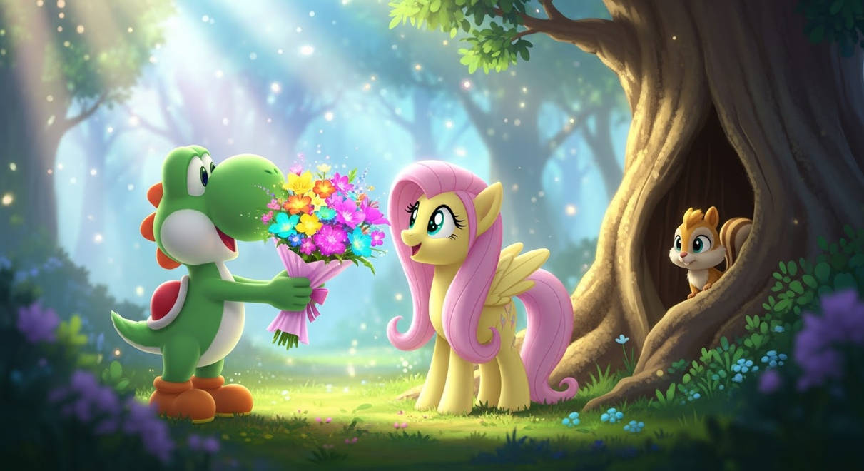 Friendship is Magic: Yoshi and Fluttershy by TailsPrower72 on DeviantArt