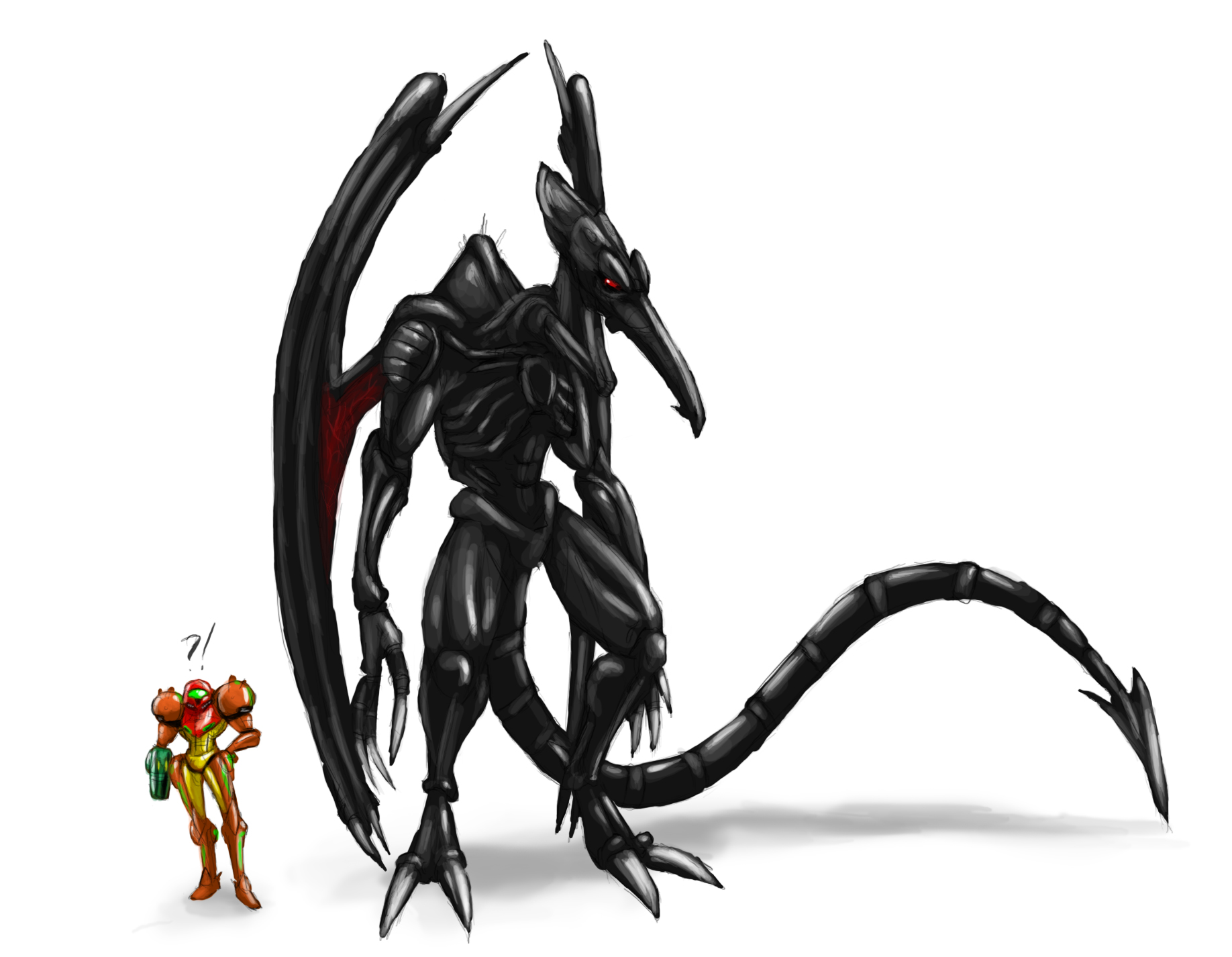 Samus and Ridley size ref.