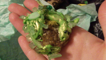 Baby Green Earth Plant Dragon Wrapped Crystal