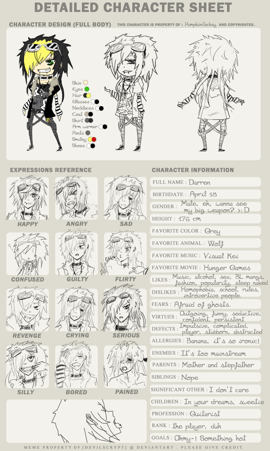 Darren (Reality Show Project) - Character Sheet