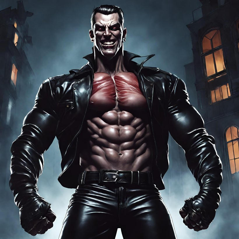 Vampire Exercise Muscle vampire wearing leather by ashuraheaven on DeviantArt