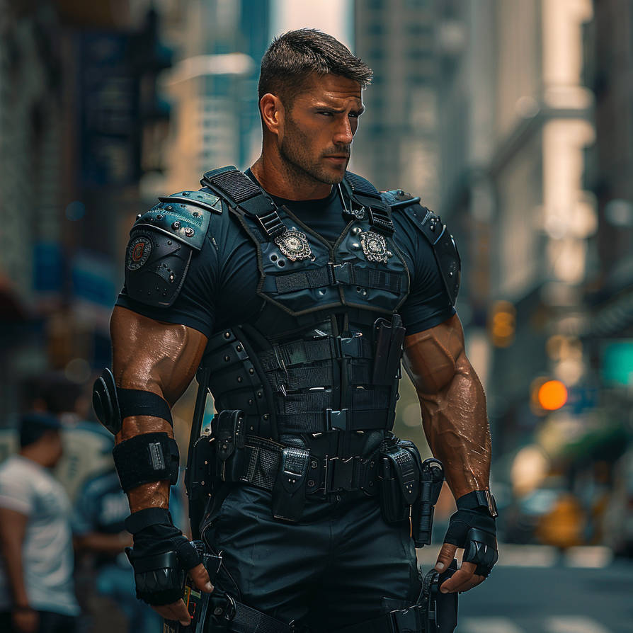 Muscular Riot Cop Muscle Police Officer by ashuraheaven on DeviantArt