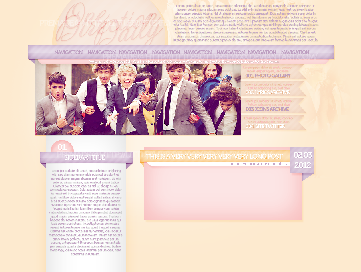 One Direction Premade Layout