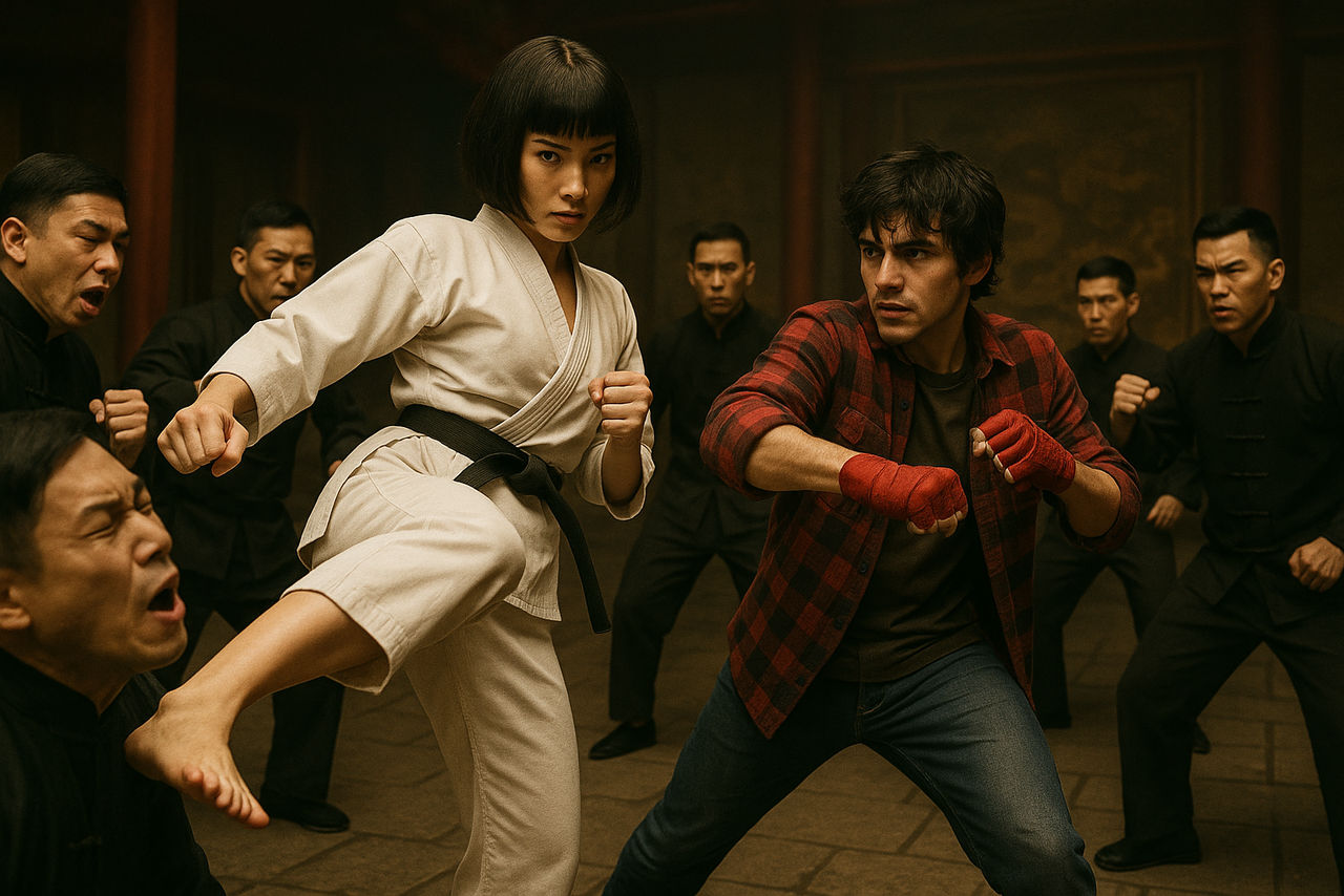 Matthew and Setsuko vs Chinese Kung Fu masters