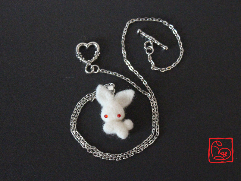 Customizable Chibi Bunny Necklace - Needle felted