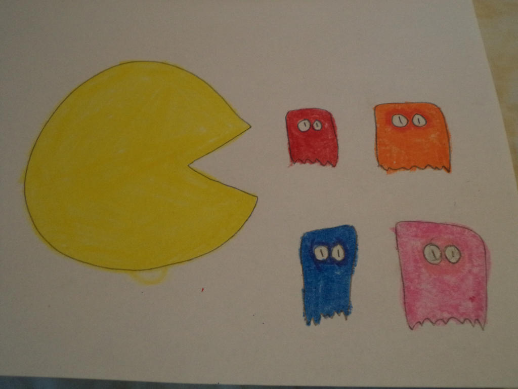 Pac-Man vs 4 Ghosts by 110842 on DeviantArt