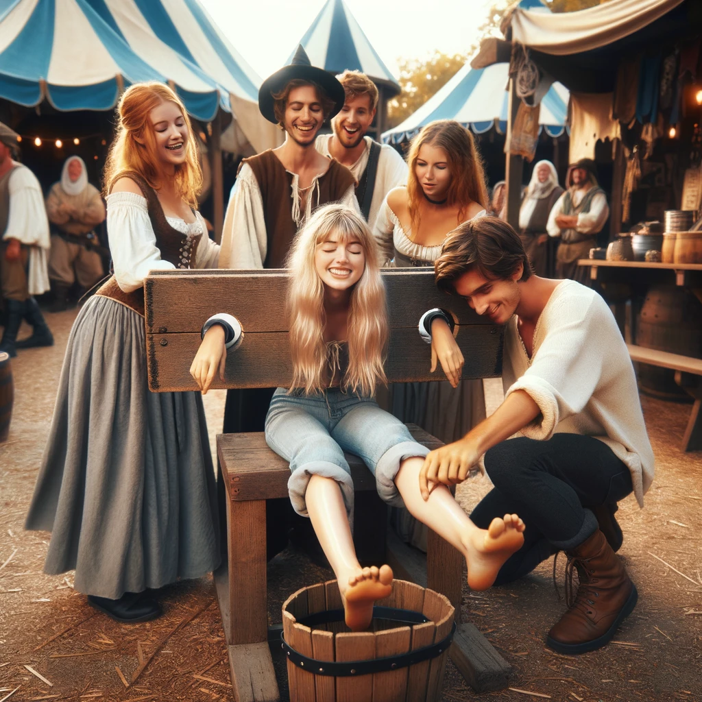 Blond About To Be Tickled In Stocks At Renfaire By Ticklingai On Deviantart Blond About To Be Tickled In Stocks At Renfaire By Ticklingai On Deviantart