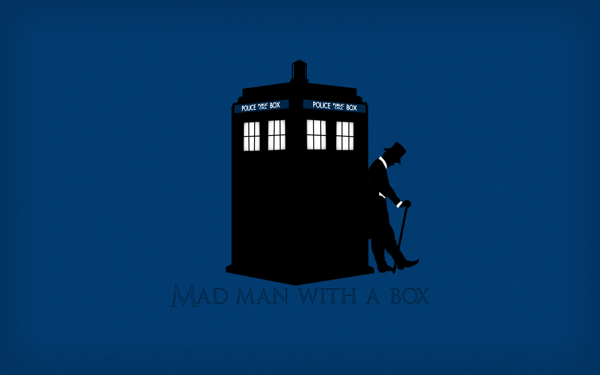 Mad man with a box silhouette