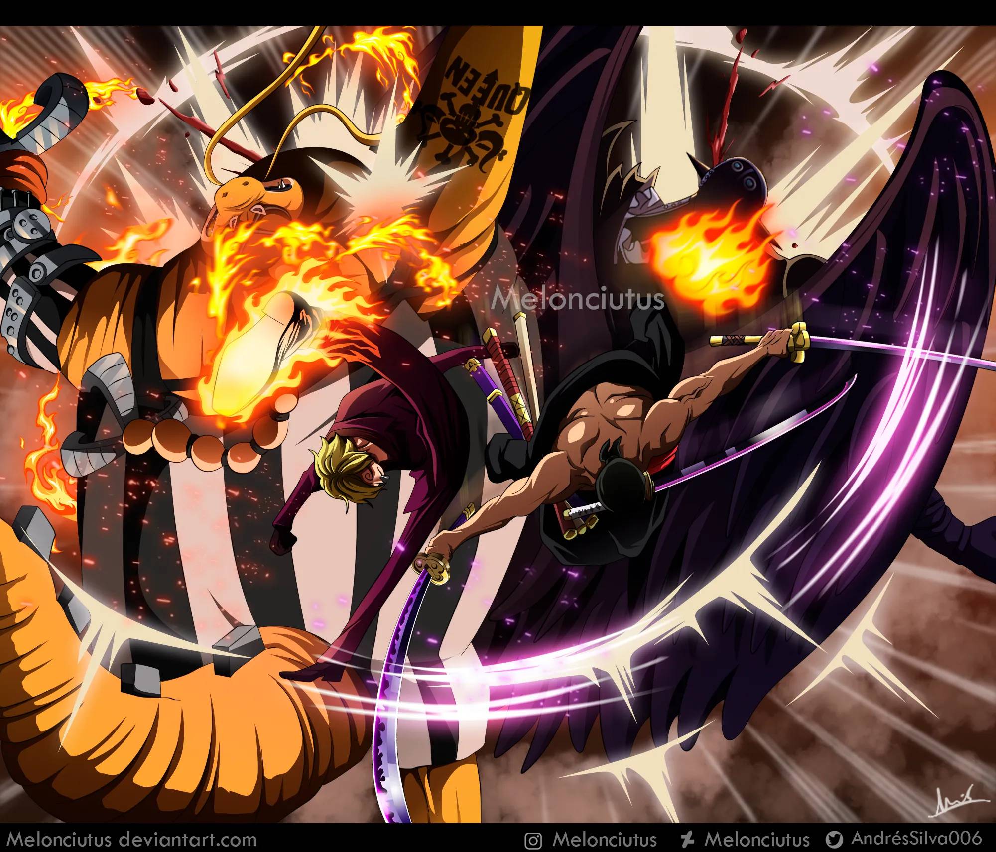 Marco VS King and Queen  One Piece 1022 