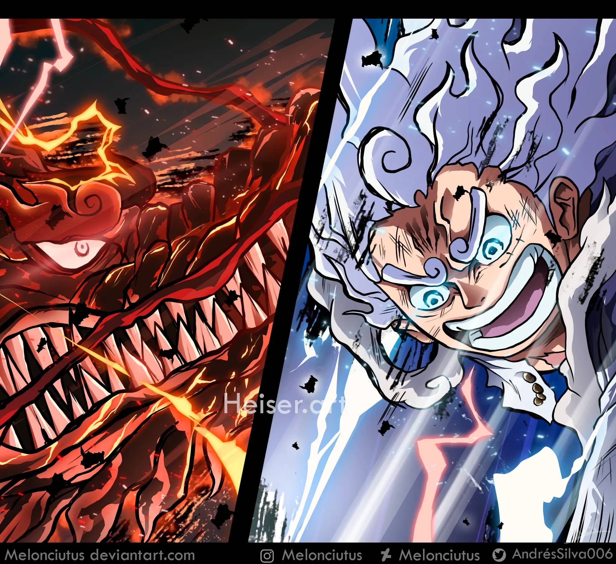 One piece 1026 , clashing between luffy and kaido by EustassQ on DeviantArt