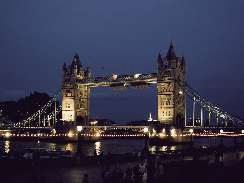 Tower Bridge by night.